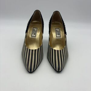 Versace Vintage Striped Rare Pointed Toe Pumps Heels